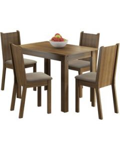 Juego de Comedor Madesa Rute con 4 Sillas Armable - Marrón/Beige