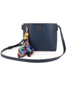 Bolsa Crossbody Cloe para Mujer Mediana con Mascada Azul Marino - MEDIANA