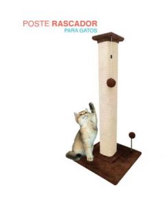 Poste Rascador Alto Cuadrado Con Juguete DesmontableBEIGE