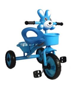 Triciclo para Niños Infantil con Canasto con Luz y Sonido Conejo Azul - Azul