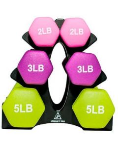 Set 3 Pares de Mancuernas Hexagonales UrbanFit Pro, Neopreno - UNITALLA