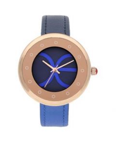 Reloj Cloe Análogo Para Dama Color Azul De Tacto Piel OE2405