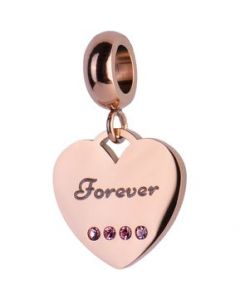 LuckyLy Charms de Pulseras Corazón Forever Acero Inoxidable Oro Rosa 18k