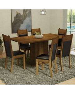 Madesa Juego Comedor Mesa Madera 6 Sillas Augusta Rústico/Negro