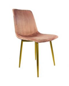 Silla Eames Tapizada Recta Minimalista Vintage Pata Dorada Rosa