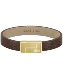 Pulsera Lacoste Monogram Leather Café para Hombre