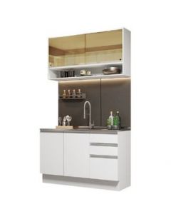 Cocina Integral Compacta Madesa Glamy 120 cm Armable - Blanco