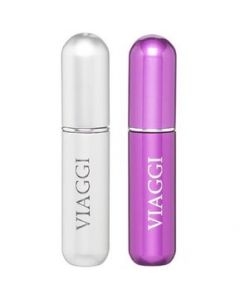 Perfume Recargable Portatil Viaggi Combo Morado y Plata 5 ML