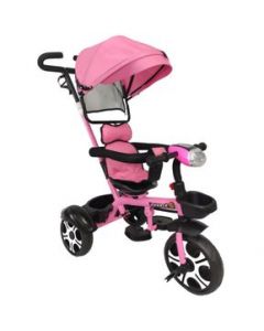 Triciclo Evolutivo para Niños Asiento Giratorio 360 Luz Capota Rosa - Rosa