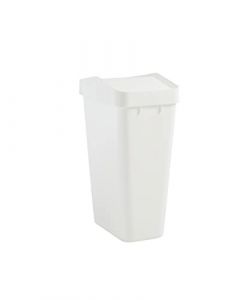 Rubbermaid - Contenedor de basura abatible para el hogar y la cocina, fácil acceso y delgado y moderno cubeta de basura con tapa, capacidad de 12.2 galones, color blanco