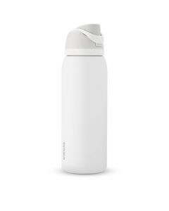 Owala FreeSip Botella de agua aislada de acero inoxidable con pajita, 40 onzas, color malvavisco tímido + Bote de Silicona para Botella de Agua, Funda Protectora Antideslizante, 40 onzas, Color Gris