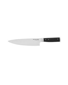 KitchenAid Gourmet - Cuchillo de chef forjado de triple remache con cubierta de hoja de ajuste personalizado, cuchillo de cocina afilado, hoja de acero inoxidable japonés de alto carbono, color negro