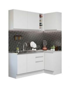 Cocina Integral Madesa Glamy 01 Armario Esquinero 269cm  - Blanco - Blanco