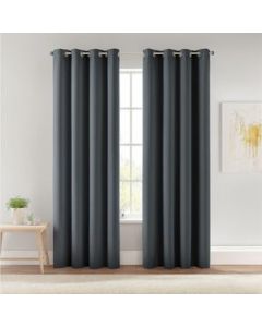 Cortinas Blackout Largas Tejida Hogar 275x216cm 2 Piezas Gris Oscuro