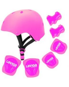 Casco de Protección Juvenil Con Rodilleras y Coderas Rosas - Rosa