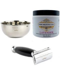 The Shaving Co Kit Crema Afeitar Lavanda Razor Negro Y Bowl - 1