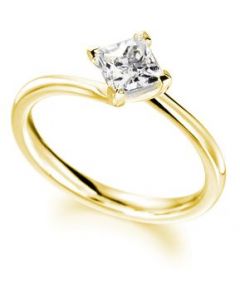 Anillo de compromiso oro 14Kt con diamante natural cortepPrincess de .12ct - 7