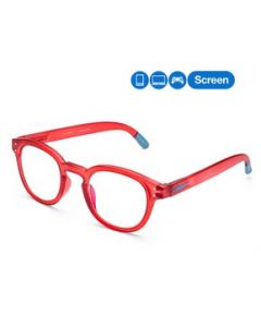 Lentes para computadora con filtro de luz azul Marca B+D - Modelo Digital Screen - Armazón y varillas de PC - Bisagras flex &ndash; Lentes de PC con 100% protección UV 400 y filtro para dispositivos digitales - Para todas las edades - Color Rojo - Rojo