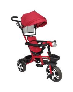 Triciclo Evolutivo para Niños Asiento Giratorio 360 Luz Capota Rojo - Rojo