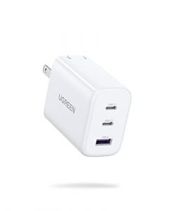 UGREEN 65W Cargador USB C con 3 Puertos, Cargador Carga Rapida Plegable Compatible with MacBook Pro/Air, iPhone15 14/14 Pro MAX/iPhone 13/Pro MAX, DELL XPS 13, Steam Deck, Galaxy S24/S23, iPad Pro