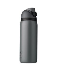 Owala FreeSip - Botella de agua aislada de acero inoxidable con popote para deportes y viajes, sin BPA, 32 onzas, gris