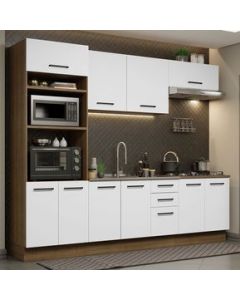 Cocina Integral 270cm Marrón/Blanco Agata Madesa 01 - Marron/Blanco