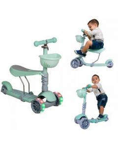 Scooter Patín Para Niños Aeiou 318 Con Asiento 2 En 1 Verde