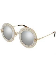 Gucci Gg0113s 003 Round L'aveugle Par Amour Plata Espejo - M