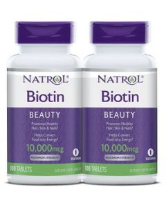 2pz Natrol Biotin 10,000 Mcg 100 Unidades, Cabello, Barba, Uñas