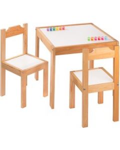 Dos sillas de madera con mesa moderna tamaño infantil - blanco