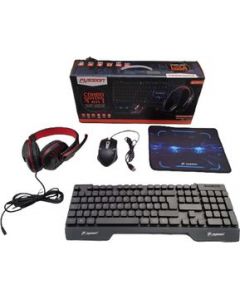 Kit Gamer Teclado Audifonos Mouse Fussion Acustic Kit-2001 - Negro