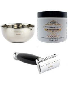 The Shaving Co Kit Crema Afeitar Coco Rastrillo Negro Y Bowl - 1