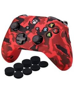 Xbox One S  X Funda de Silicón Rojo Camuflaje