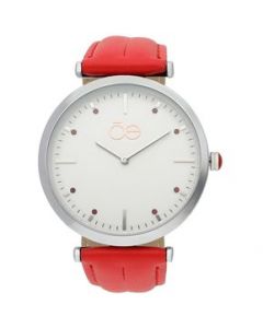 Reloj Cloe Análogo Para Dama Con Correa Tactopiel Color Rojo OE2400