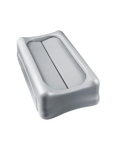 Rubbermaid Commercial Products - Tapa abatible de plástico delgada JimBasura, 23 galones, gris