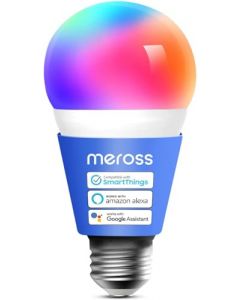 Meross - foco inteligente WiFi LED funciona con Alexa, Google Home, regulable E26 multicolor 2700K-6500K RGBWW, 810 lúmenes equivalente a 60 W, no requiere concentrador, 1 paquete