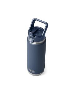 YETI Rambler Botella de 26 onzas, aislada al aspiradora, acero inoxidable con tapa de pajita a juego, azul marino