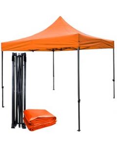 Carpa Toldo 3x3m Plegable Lona Impermeable Naranja Jardin - Naranja