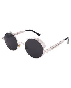 FEISEDY Gafas de Sol Steampunk Góticas Vintage Retro Marco de Metal Redondos para Hombres Mujeres UV400 B1857