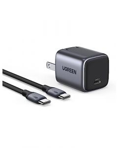 UGREEN Nexode 30W Mini Cargador USB C GAN, Cargador Tipo C con 60W Cable USB C 1M de Material de Silicona para Galaxy S24/S23/S22, Cargador iPhone Portatil Compatible con iPhone 15 14 Pro MAX