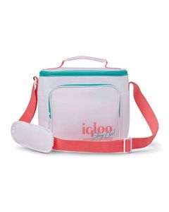 Igloo 90s Retro Collection - Lonchera Cuadrada con Bolsillo Frontal y Correa Ajustable, Color Blanco