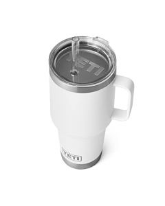 YETI Rambler - Taza de paja de 34 onzas, aislada al aspiradora, acero inoxidable, color blanco