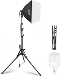 NEEWER 40x40cm Kit de iluminación Softbox con Bombilla LED de 35W E26 (US Plug) Certificado UL 5700K CRI93+, Soporte de luz de 180cm para luz fotografía Grabación de Video TikTok Live Streaming, SF40