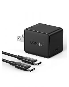 UGREEN 25W Cargador USB C de Pared con Cable USB C 2M, Cargador USB C PD Carga Rápida Compatible con Galaxy S24/S23/S22/S21/Note10/10+, iPhone 15 Pro, iPad Pro, Macbook