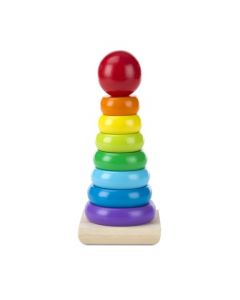 Melissa & Doug Juguete Clásico de Apilador Arco Iris, Juguete de Madera, Juguete de Desarrollo (8 Anillos Suaves)