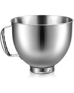 Cuenco Mezclador, Repuesto de Cuenco de Acero Inoxidable de 4,5 a 5 Cuartos de Galón, Accesorio Mezclador, Compatible con Kitchenaid Artisan 5Qt Series y Cassic 4.5Q