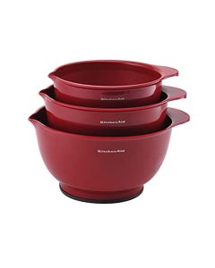 Kitchen Aid, Juego de Tazones Bowls para Mezclar Gourmet, Rojo