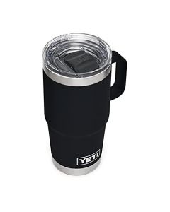 YETI Rambler - Taza de viaje de 20 onzas, acero inoxidable, aislada al aspiradora con tapa fuerte, color negro