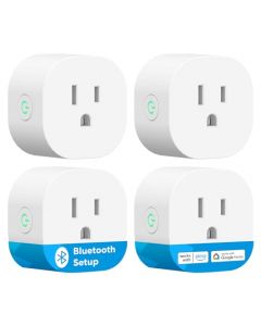 Meross Smart Plug Mini, enchufe Bluetooth WiFi de 15 A, compatible con Alexa, Google Assistant, control remoto de voz y aplicación, temporizador, control fuera de línea, certificado ETL FCC, paquete de 4, 2.4G solo