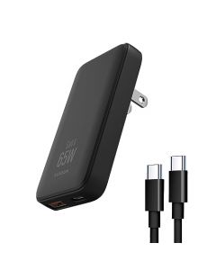 Cargador USB C GaN de 65 W, cargador de pared USB plano de 2 puertos, enchufe flodable para viajes, con PD3.0 y PPS para MacBook, portátiles, tabletas, para iPhone, iPad Pro, S22, XPS con cable de